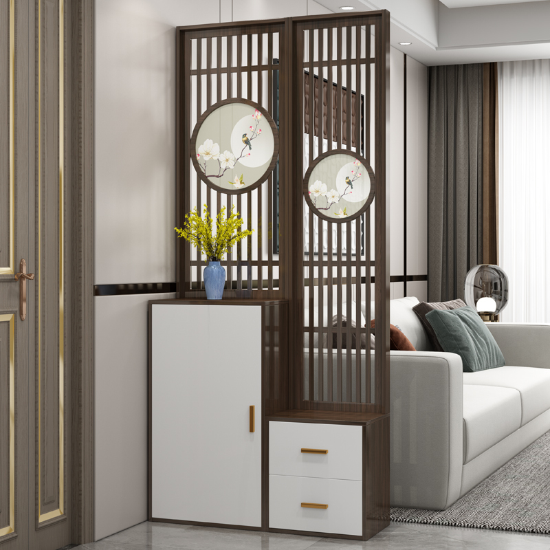 New Chinese-Style Screen Partition, Entrance Cabinet, Hall Cabinet, Shoe Cabinet, Entryway Wooden Decorative Cabinet, Double-Sided, Simple and Modern