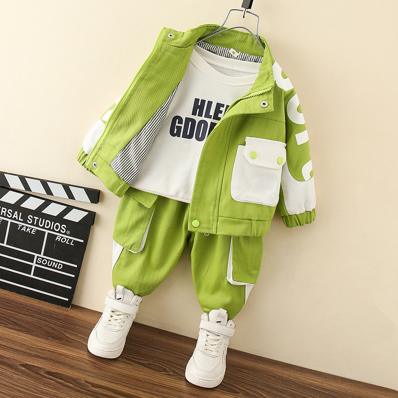 Boys autumn sports work jacket suit 2022 new children's spring and autumn trendy children's clothing foreign style baby clothes