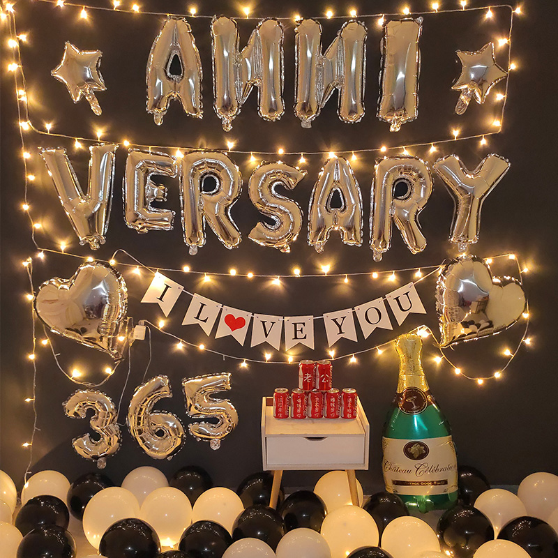 Tanabata birthday arrangement romantic room confession balloon wedding anniversary wedding room scene decorations