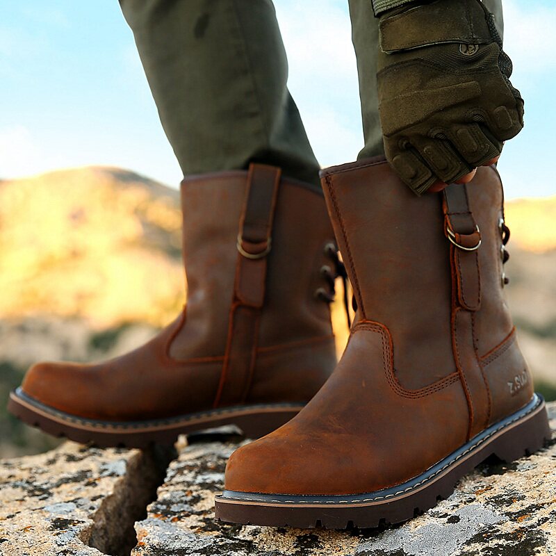 Desert Hiking Shoes Climbing Boots Women Outdoor Shoes Men High Help Climbing Mountain Shoes Head Layer Bull Leather Breathable Hiking Shoes Cross-country Shoes-Taobao