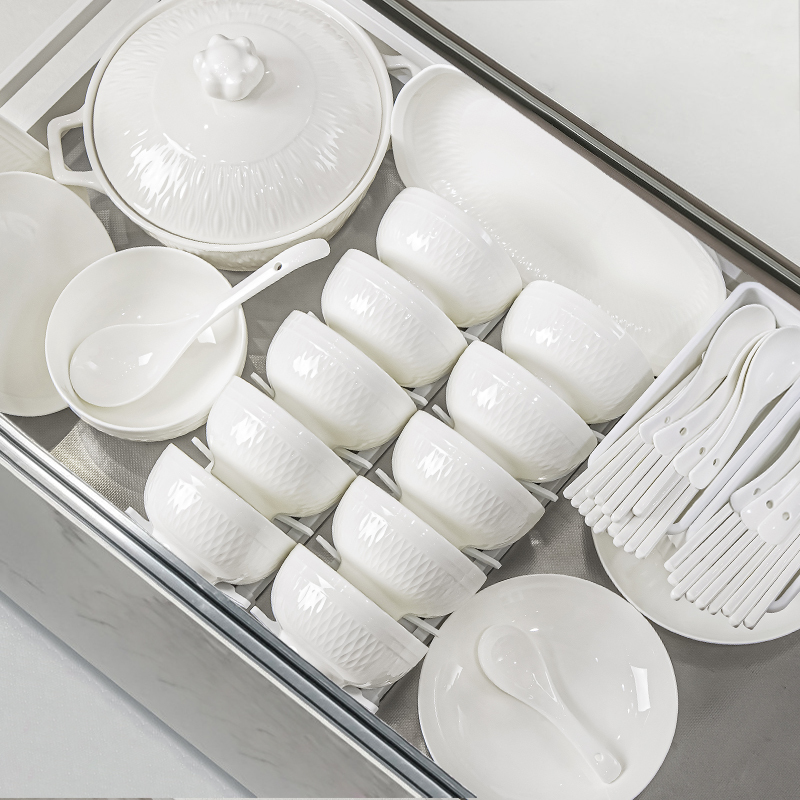 Underglaze Color 2026 New Bowl and Plate Set for Home Use, High Aesthetic Value, Jingdezhen Pure White Ceramic Tableware Set, Bowl for Housewarming Underglaze Color 2026 New Bowl and Plate Set for Home Use, High Aesthetic Value, Jingdezhen Pure White Ceramic Tableware Set, Bowl for Housewarming