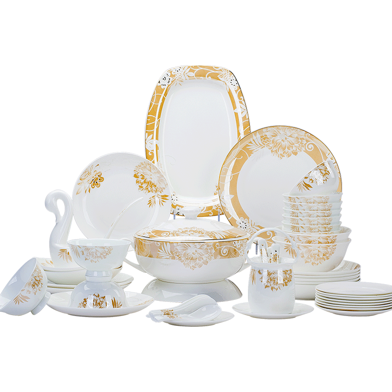 Dishes suit household combined European jingdezhen porcelain tableware Dishes chopsticks contracted ipads ceramic bowl Dishes for dinner