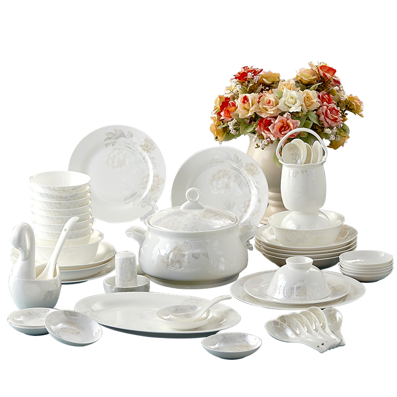 The dishes suit Chinese jingdezhen porcelain tableware tableware 56 skull dishes home western - style contracted gift set