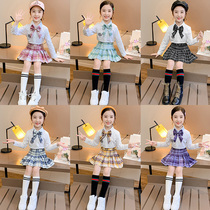 Childrens jk uniform full set of college style girls spring and autumn primary school students 6 autumn 8 girls 11 years old pleated skirt suit
