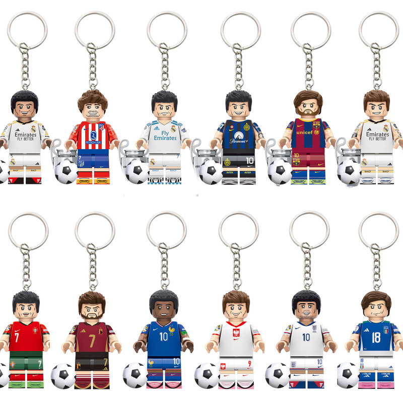 Football Star Keychain Figurine Cristiano Ronaldo, Lionel Messi, Bellingham Merchandise Keychain Student Gift Backpack Pendant