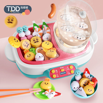 Childrens home kitchen birthday gift set 5 boys and girls 3-6 years old electric rotating hot pot barbecue stove toys