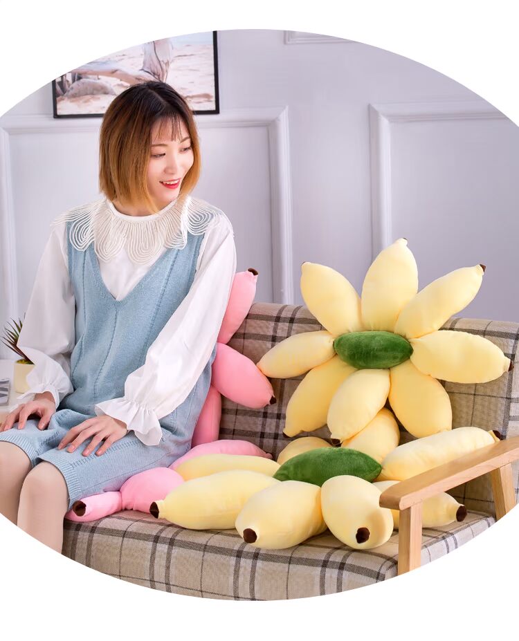 Chuối đệm gối chuối cô gái trái tim chuối gối lớn sofa đệm văn phòng dễ thương đệm nhung mau dem ghe dep