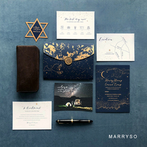 MarrySo potato original customized blue and red starry sky wedding invitations creative photo invitations invitation process