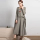 Quần áo phụ nữ cotton và lanh 2015 mùa xuân và mùa thu phụ nữ hâm mộ văn học rộng rãi dài tay cạp cao hai mảnh váy dài giữa mới - Váy eo cao