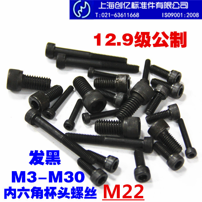 Special black 12 grade 9 socket head cup head screw DIN912 cylinder head screw M22*30--190