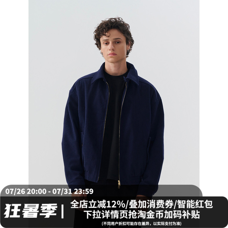 Midashand Harrington Jacket Silhouette Corduroy Lapel Coat Men's Old Money Style Outfit Top Autumn Style