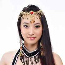 Adult Indian dance Costume Accessories 100 Lap Belly Leather Dance Sun Flower Head Chain New Eyebrow Pendant Head Chain Headwear