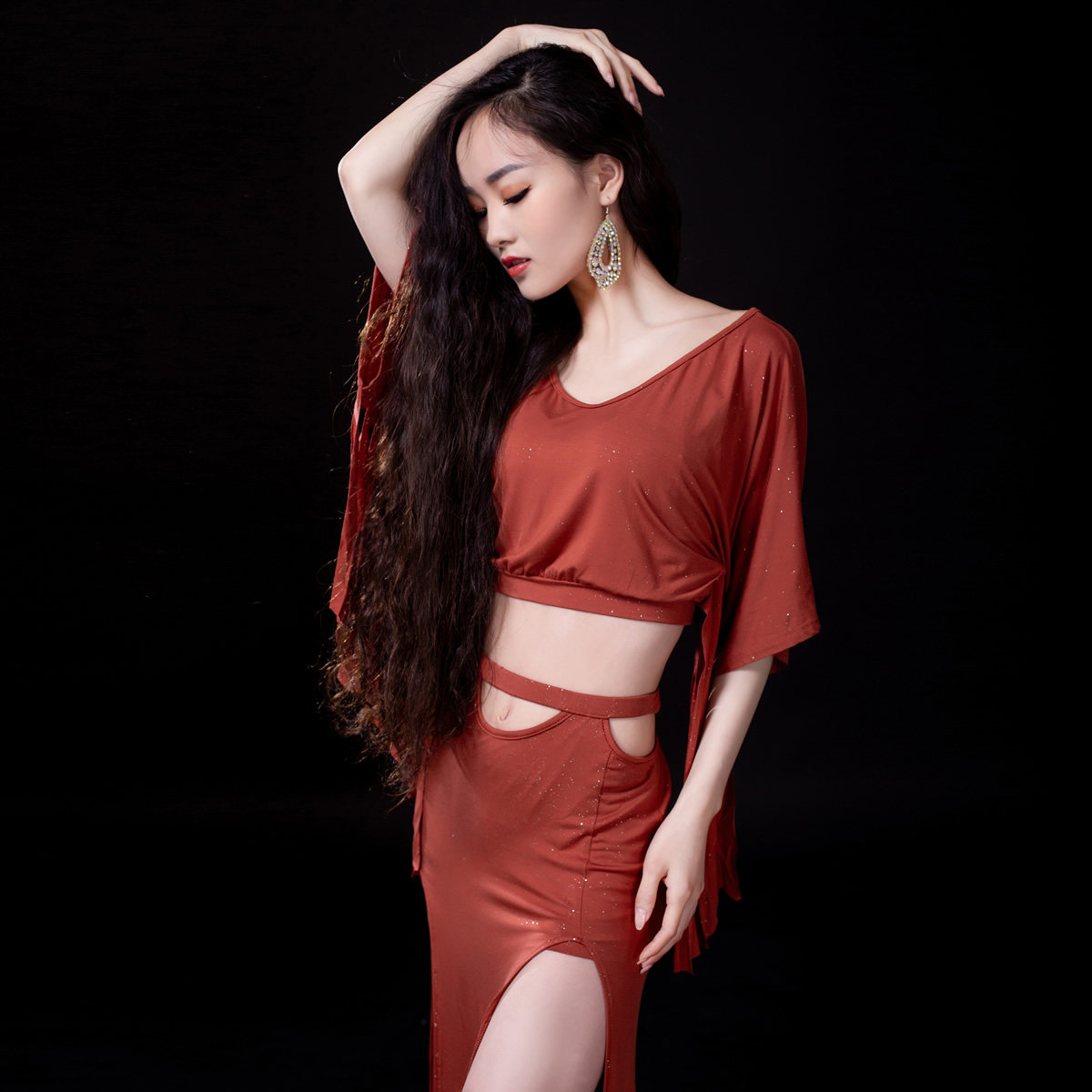 Belly Leather Dance 2022 New Suit Women Practice Modale Oriental Dance Beginners Spring Summer High Waist Long Dress