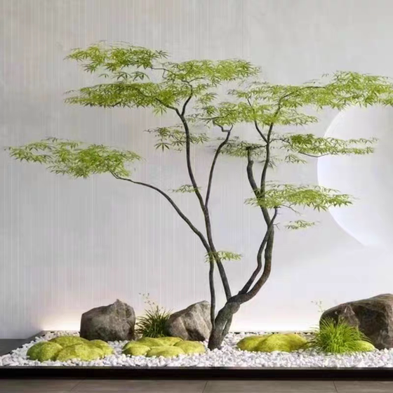 Artificial Green Plants, Feather Maple, False Maple Tree, Landscape Tree, Window Display, Shopping Mall, Tea Room, Zen Plant Decoration