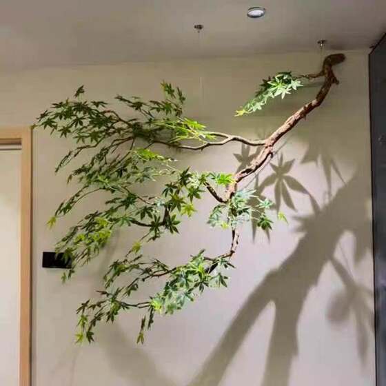 Wall-Mounted Artificial Green Plants, Green Maple Tree, Red Maple Tree, Hanging Maple Leaf Tree, Wall-Mounted Side Hanging Wall Decoration Artificial Tree
