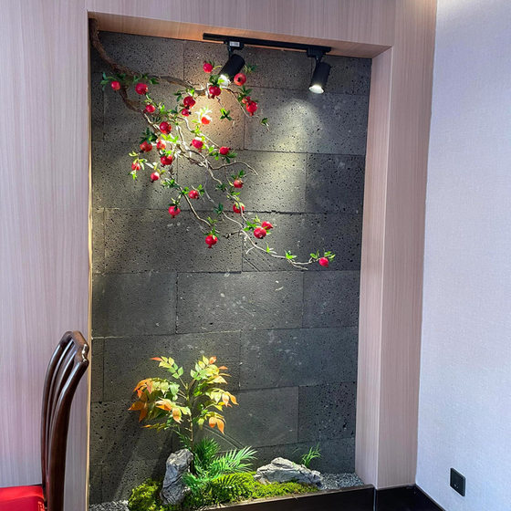Wall-Mounted Artificial Pomegranate Branches Indoor Hanging Persimmon Display Window Floral Landscape Decoration Dried Branches Landscaping Fake Tree
