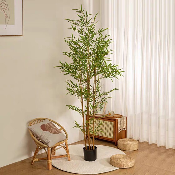Artificial Bamboo Decoration for Landscaping, Fake Bamboo, Artificial Plant Potted Plants, Indoor Zen-Style Green Plants, Bamboo Partition Wall