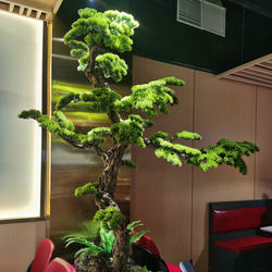 Artificial Welcoming Pine Tree in New Chinese Style, Floor-Standing Ornament for Entrance and Courtyard, Pine Tree and Arborvitae Design, Landscape-Style Solid Wood Fake Tree