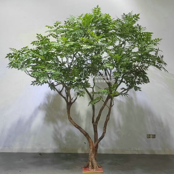 Simulated Green Plant Decoration, Simulated Painted Wood Tree, Indoor Potted Plant, Fake Tree Ornament, Large Simulated Tree, Floor-Standing Fake Plant