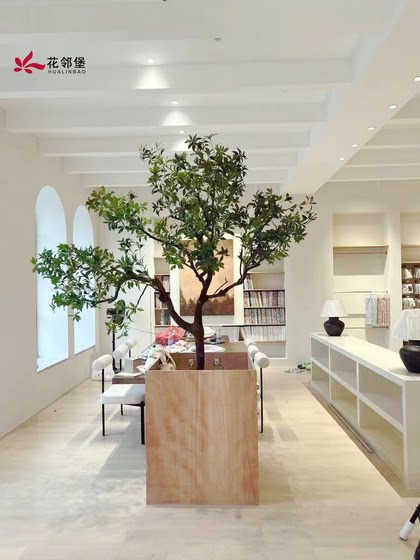Artificial Anesthesia Wood Landscape Indoor and Outdoor Nordic Style Ornaments Window Decoration Hanging Bell Tree Large Green Plant Landscaping Combination