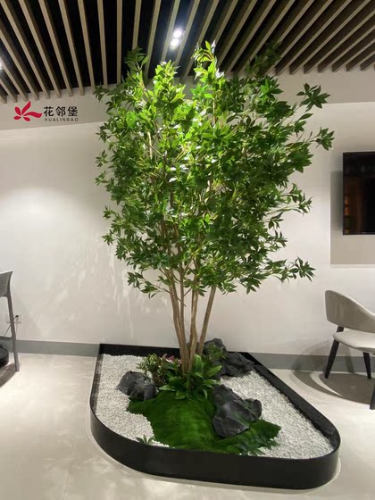 Artificial Anesthesia Wood Landscape Indoor and Outdoor Nordic Style Ornaments Window Decoration Hanging Bell Tree Large Green Plant Landscaping Combination