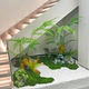 Simulated green plant landscaping combination, indoor landscape plant placement, fake flowers, floor-to-ceiling windows, high-end decoration shopping mall