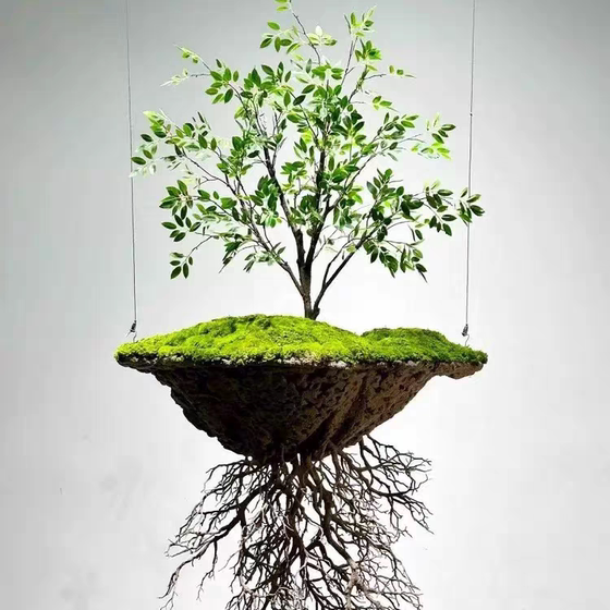 Hanging Suspended Artificial Tree for Entryway Decoration, Indoor Landscape Hanging Ornament, Faux Biotic Plant Space Decoration