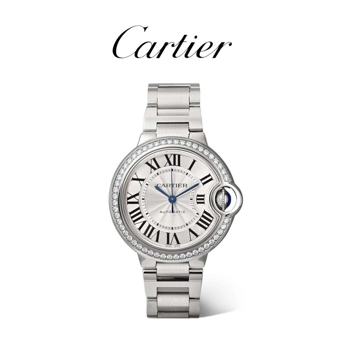 Cartier Cadea Blue Balloon Woman Diamond Fine Steel Mechanical Watches W4BB0016
