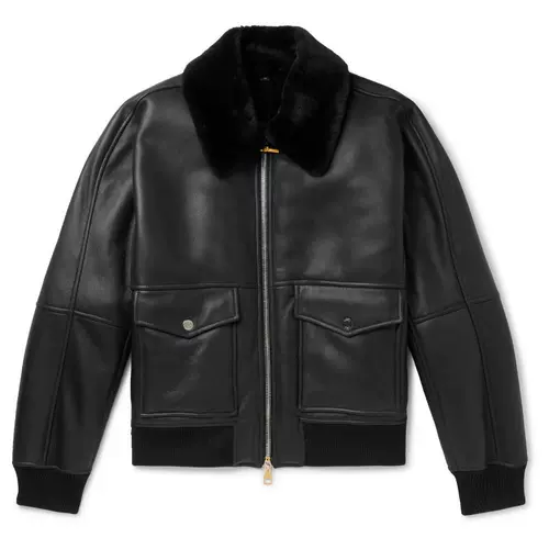 [Classic] Dunhill/Dunhill Мужская универсальная шерстяная кожаная куртка Nap/Net-A-Porter