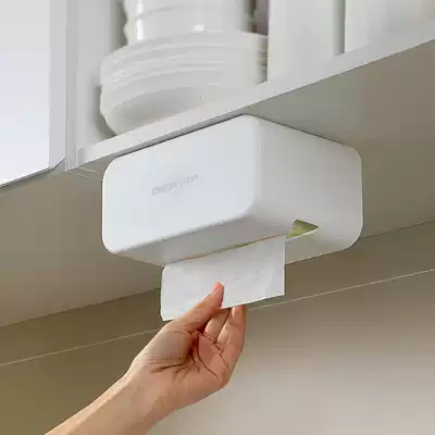 Nordic punch-free kitchen wall-mounted tissue box dressing room bathroom sanitary paper box no Mark adhesive paper tissue storage box