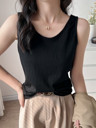 Women's Camisole for Spring and Summer, Versatile, Loose, Lazy Style, Covers the Body, Can Be Worn as Outerwear or as a Base Layer, Sleeveless Top