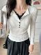 Lace Spliced Base Shirt for Women, New Autumn and Winter High-End Long-Sleeved Slim-Fit Design Top, Can Be Worn as an Outer Layer or T-Shirt