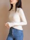 Half-High Collar Thermal Base Layer Top for Women, Autumn and Winter Brushed Long-Sleeve Mid-Neck Solid Color Slim-Fit Versatile Top