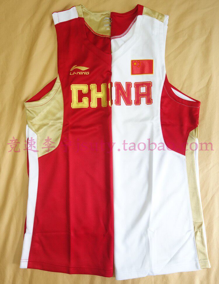 Non-commercial version of Li Ning sponsored national Basketball team flag large size men's T-shirt vest competition top