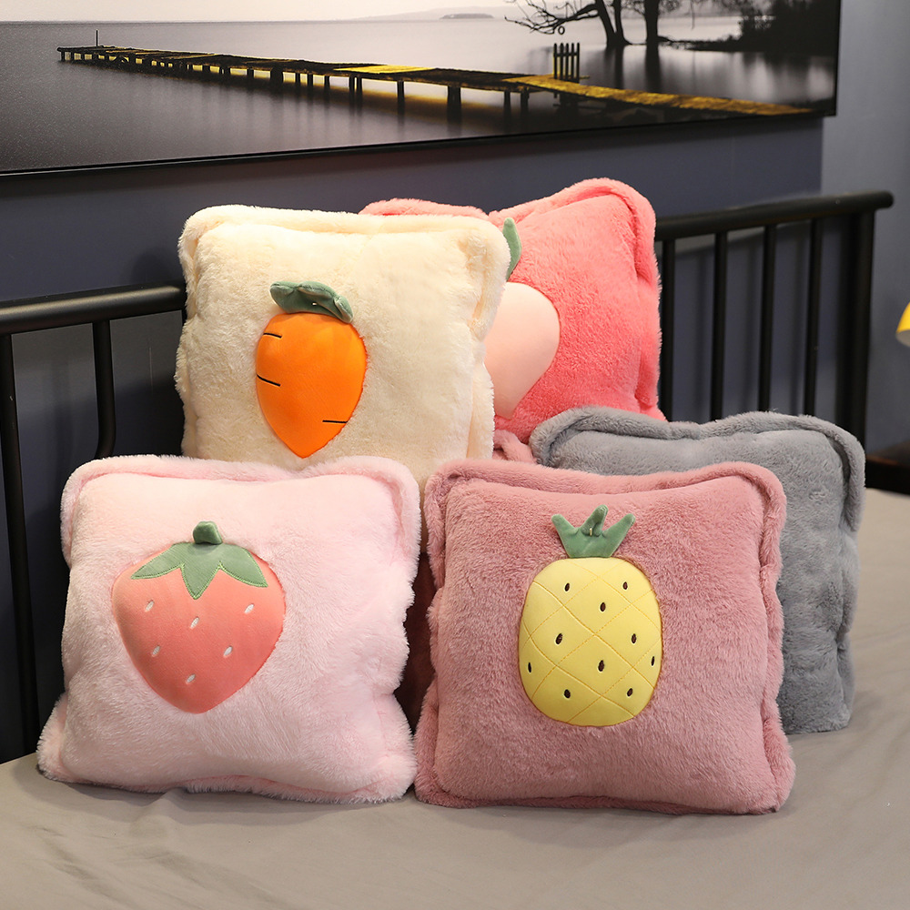 Cute pillow quilt dual-use cushion quilt folding air conditioning blanket office nap blanket three-in-one cushion