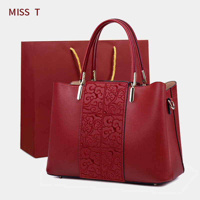 Mom Bag Wedding Kits Bag 2023 Bridal Bag Red Genuine Leather Advanced Feelings Middle-aged Happy Mother Wedding Handbag Woman-Taobao