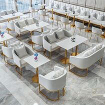 Milk tea dessert shop table and chair combination Net Red simple casual coffee Western restaurant sofa double against the wall card seat sofa