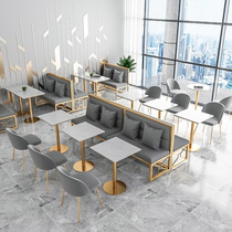 Milk tea dessert shop table and chair combination Net Red simple casual coffee Western restaurant sofa double against the wall card seat sofa