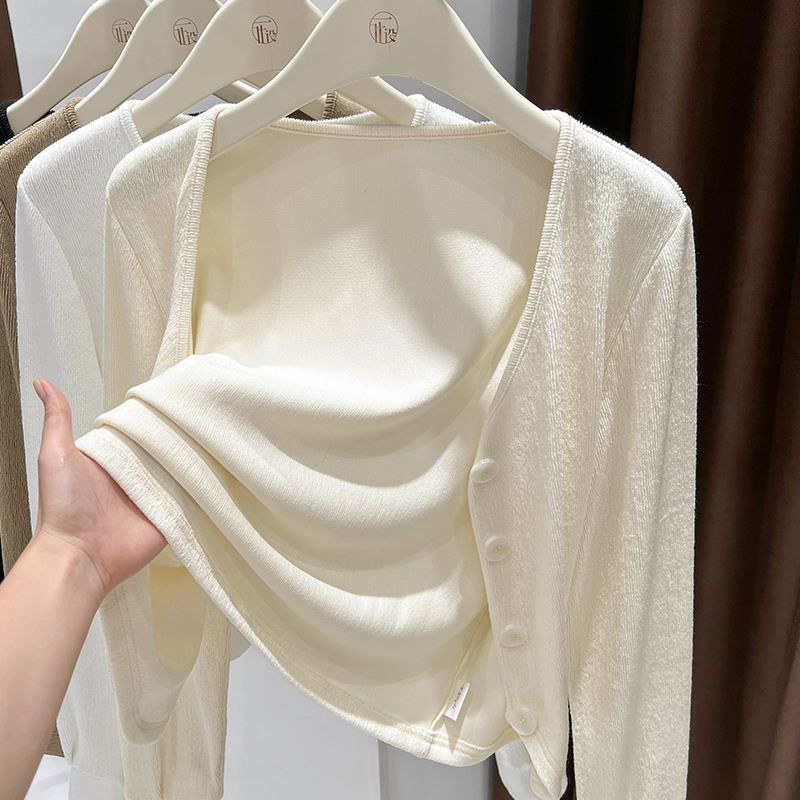 Knitted Sun Protection Cardigan Small Outwear for Women 2025 Spring New Suspender Skirt with Short Shawl Blouse High-End