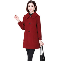 New high-end double-sided zero cashmere coat women's mid-length Korean woolen woolen coat small mother's coat autumn and winter