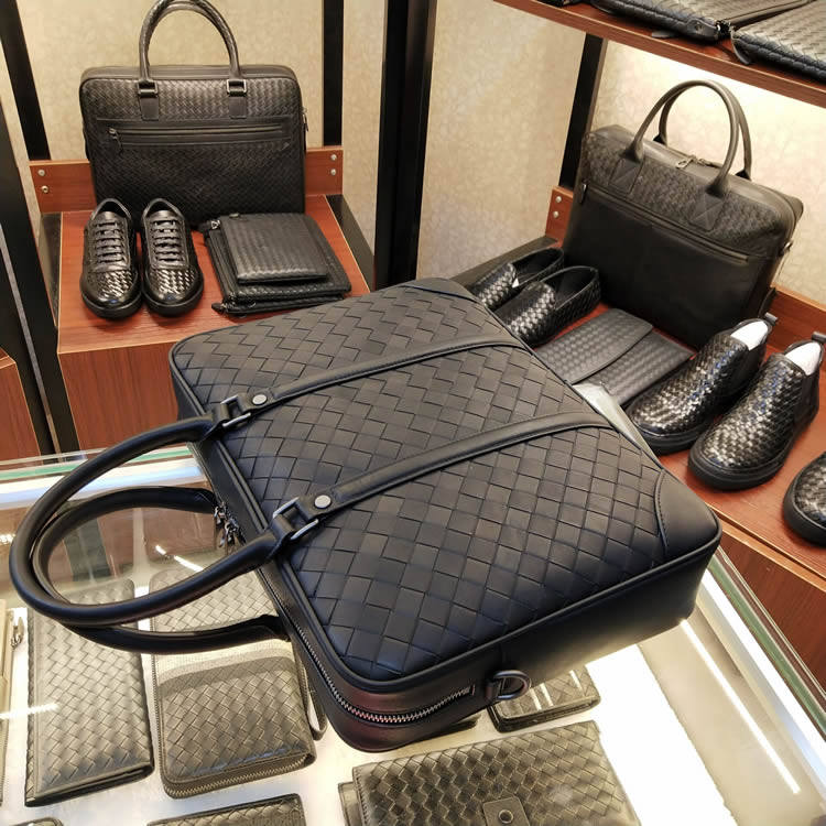 BV WHQN MAQH new handbag high-end business bag genuine leather bag woven briefcase messenger bag casual bag