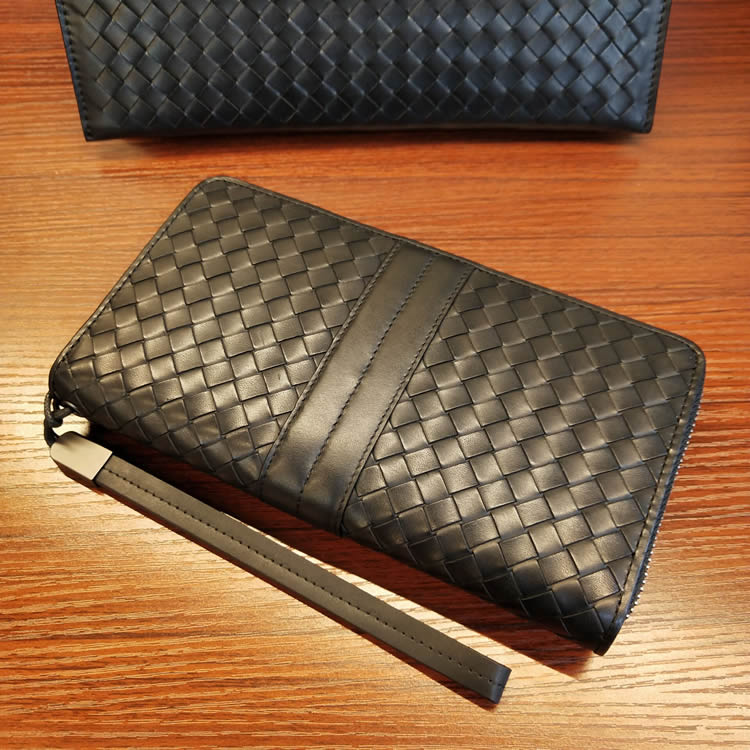 BV WHQN MAQH New Woven Wallet Men's Bag High-end Wallet Cowhide Handmade Large Capacity Multi-Card Slot Wallet