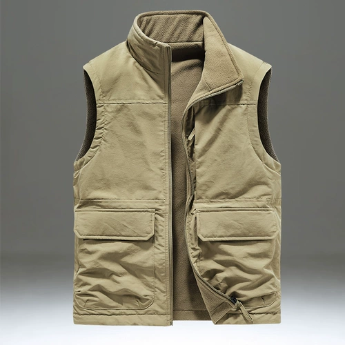 Демисезонный двусторонний утепленный бархатный дорожный жилет для отдыха, бархатная куртка