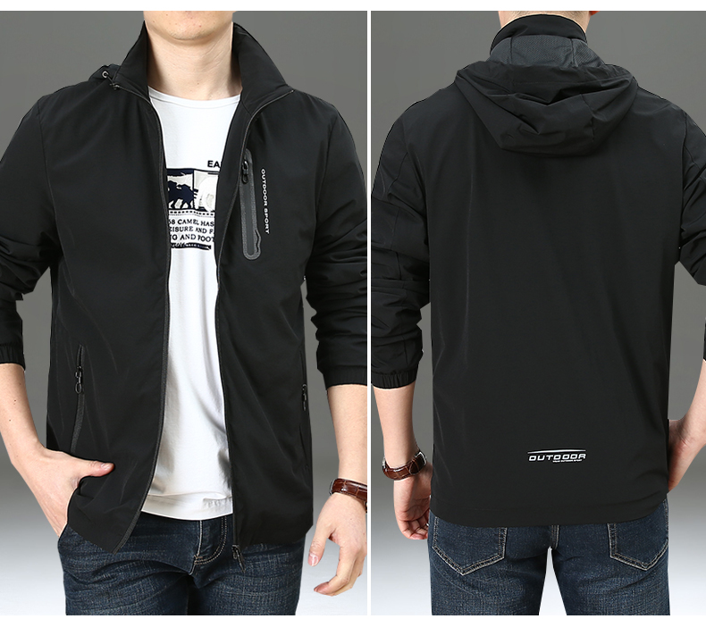 Jeep Shield Coat Male 2019 Mùa xuân và mùa thu Mới Casual Kích thước lớn Áo khoác lửng nam trùm đầu ngoài trời Charge Top - Áo khoác đôi áo khoác nam đẹp