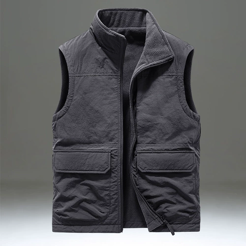 Демисезонный двусторонний утепленный бархатный дорожный жилет для отдыха, бархатная куртка