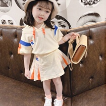 Girls Kit Skirts Short Sleeve New Childrens Fashion Gazprom Girl Summer Bottom Bottom Kit Two Pieces