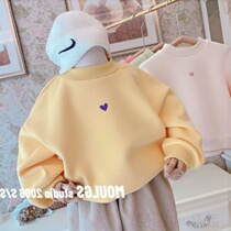 Children Han Edition Sweater Girl Simple Love Round Surface Convertible Sweater Baby Casual Top