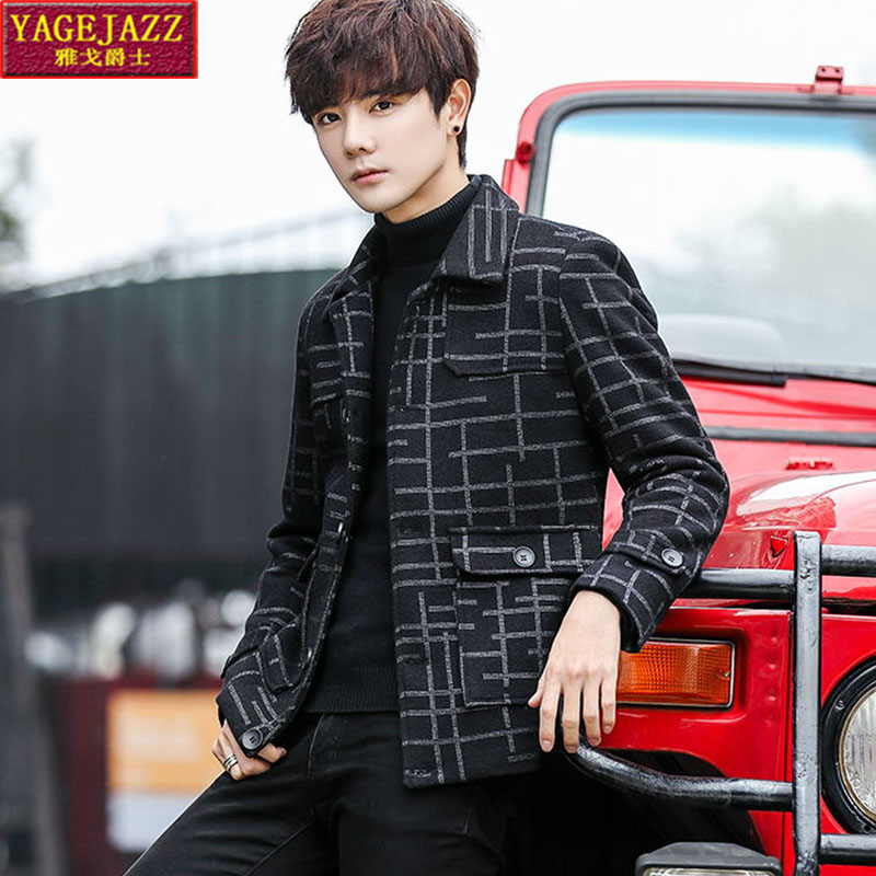 Autumn and winter short small windbreaker jacket men's Korean version of the trend handsome coat casual plush jacket youth
