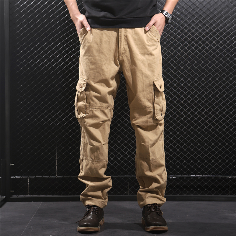 Work Pants Men's Summer Multiple Bags Loose Straight Drum Sports Casual Pants Uniformed Wear Labor-Pants Pure Cotton Tide