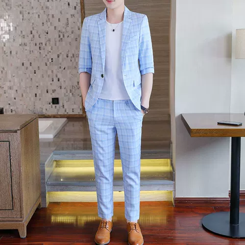 Летний пиджак классического кроя, нарукавники, комплект, облегающий крой, в корейском стиле, короткий рукав